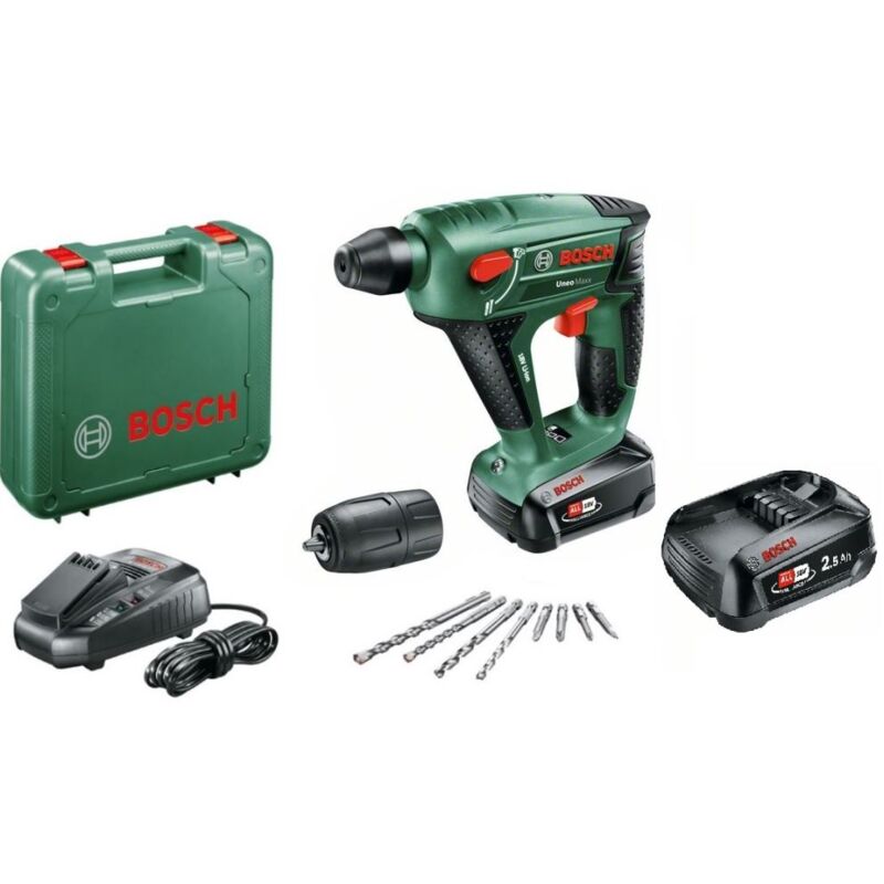 

Bosch Taladro percutor a batería Uneo Maxx con 2x baterías 2.5Ah + accesorios