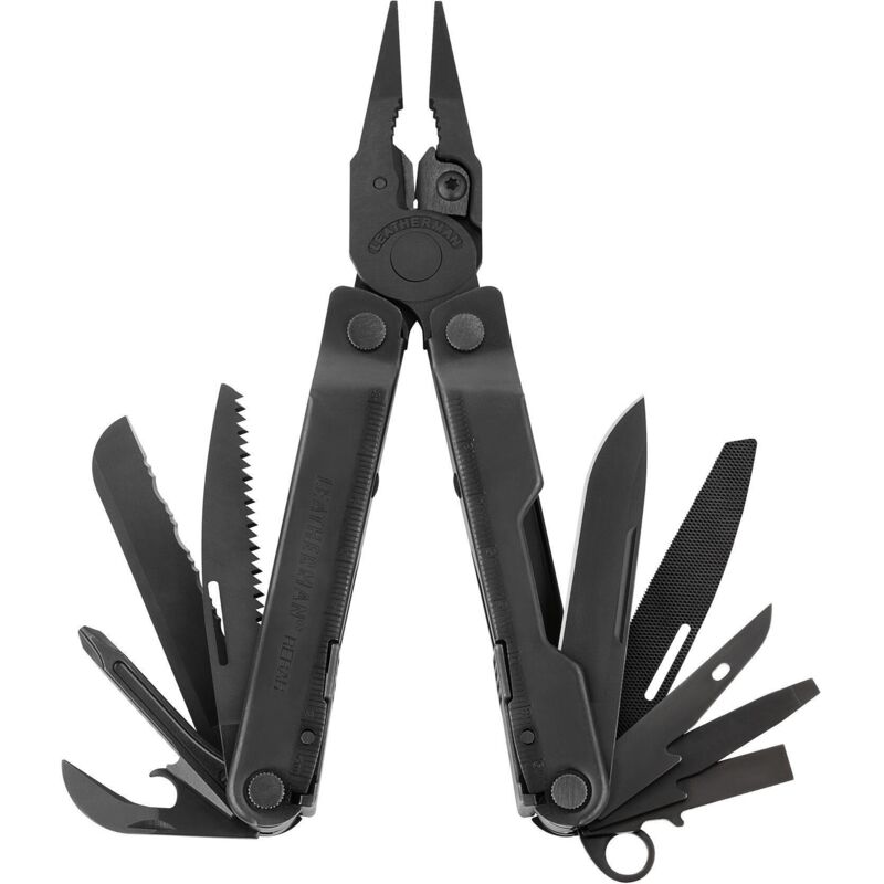 Leatherman - LTM-831563 Rebar®. Multiherramienta con 17 funciones. Color Negro. Para uso profesional y proyectos en el hogar / Funda Molle, negra y