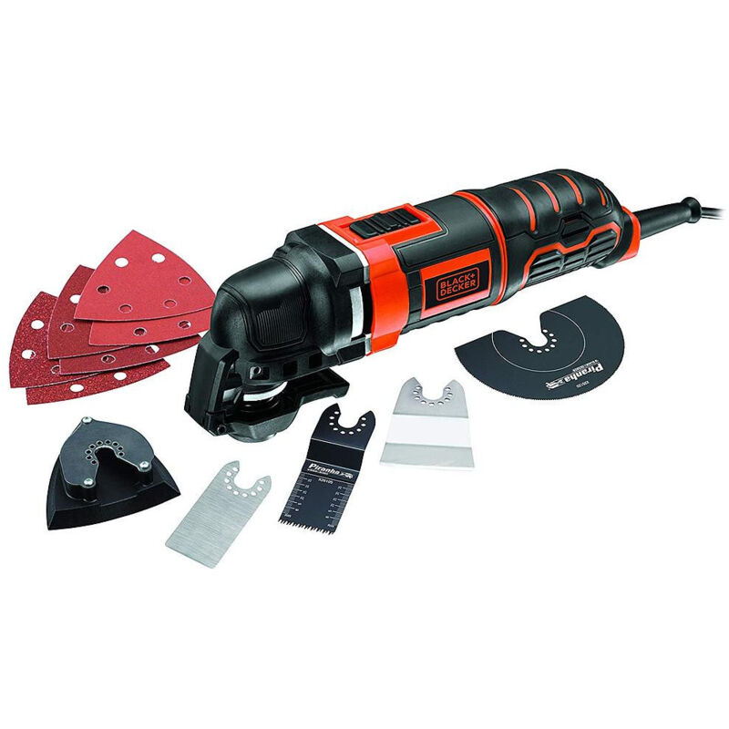 

Black and Decker - Herramienta multifunción oscilante con cable de 300W 10000 a 20000 osc/min 11 accesorios con maletín - MT300KA-QS