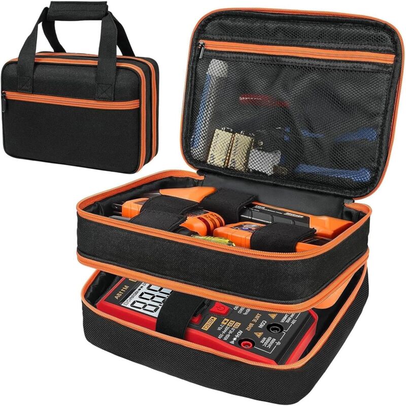 Multimeter Case, Tool Bag for Socket Tester, Outlet Repair Kits Organizer, Waterproof Tool Organizer, Electrician Tool Kit Bag, Electrician Tool Bag
