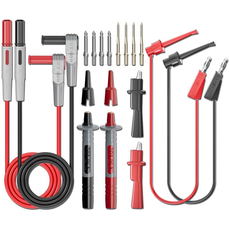 Image of Dolaso - Multimeter-Messleitungssatz mit Krokodilklemmen, Bananenstecker zum Testen von Hakenklemmen, austauschbarem Kabel, präzisen scharfen Sonden