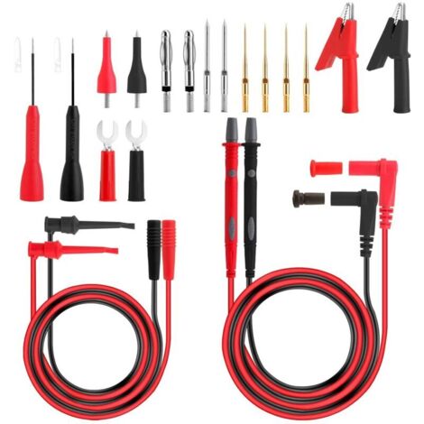 Multimeter-Prüfkabel, Multimeter-Prüfleitungsset enthält Krokodilklemmen/Messspitzen/U-förmige Stecker/Prüfstifte/Verlängerungsstifte, Multimeter-Prüfspitzen (20 Stück)
