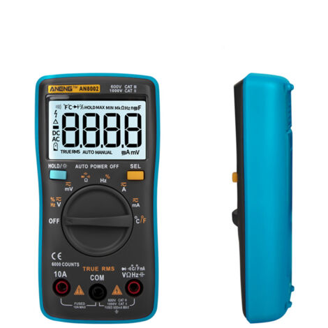 Multimètre AN8002 6000 pts TRMS auto bleu multifonction
