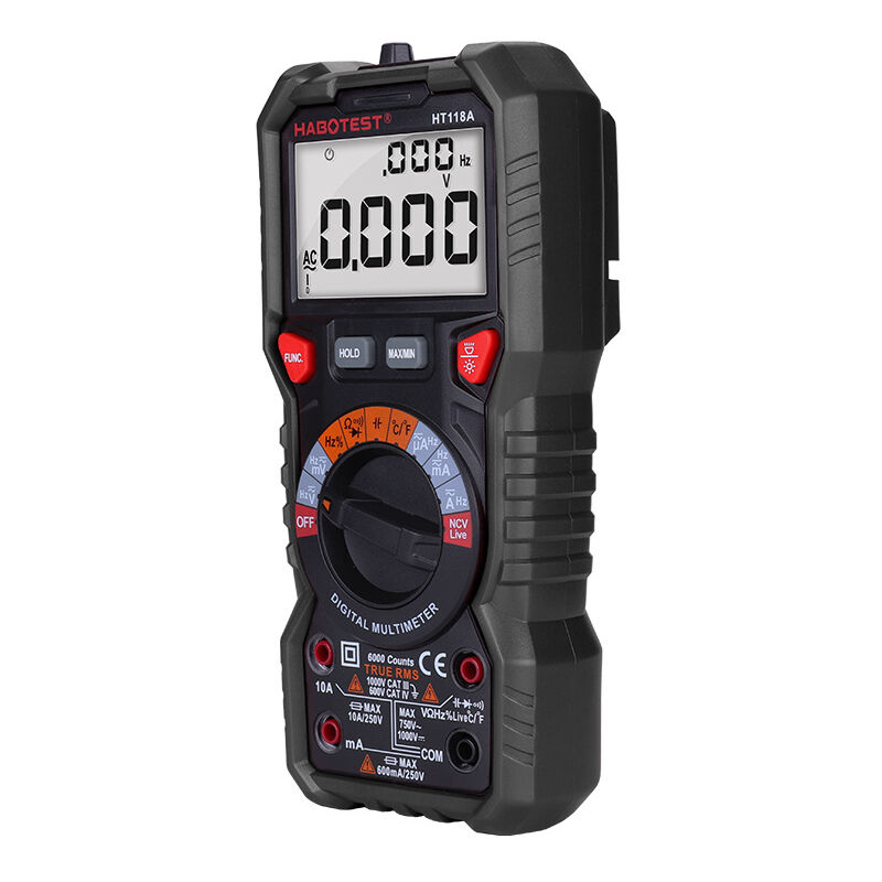Multimètre Automatique Numérique, TRMS 6000 Comptes (Guide de Bornes LED), Ampèremètre, Testeur Electrique Professionnel, Température Capacimètre