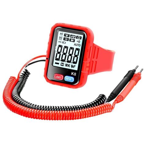 Multimètre Bracelet Testeur Numérique, Multimètre et Analyseur Intelligent Portable avec Rétroéclairage, Testeur Haute Précision de Tension, Courant, Résistance et Capacité, Test de Continuité pour Él