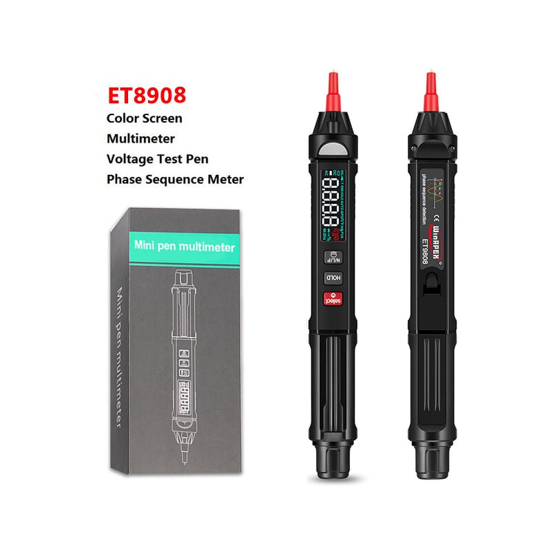 Tonchean - Multimètre de stylo de test de tension de type stylo 3-en-1, multimètre numérique à valeur efficace, stylo de test de tension, écran