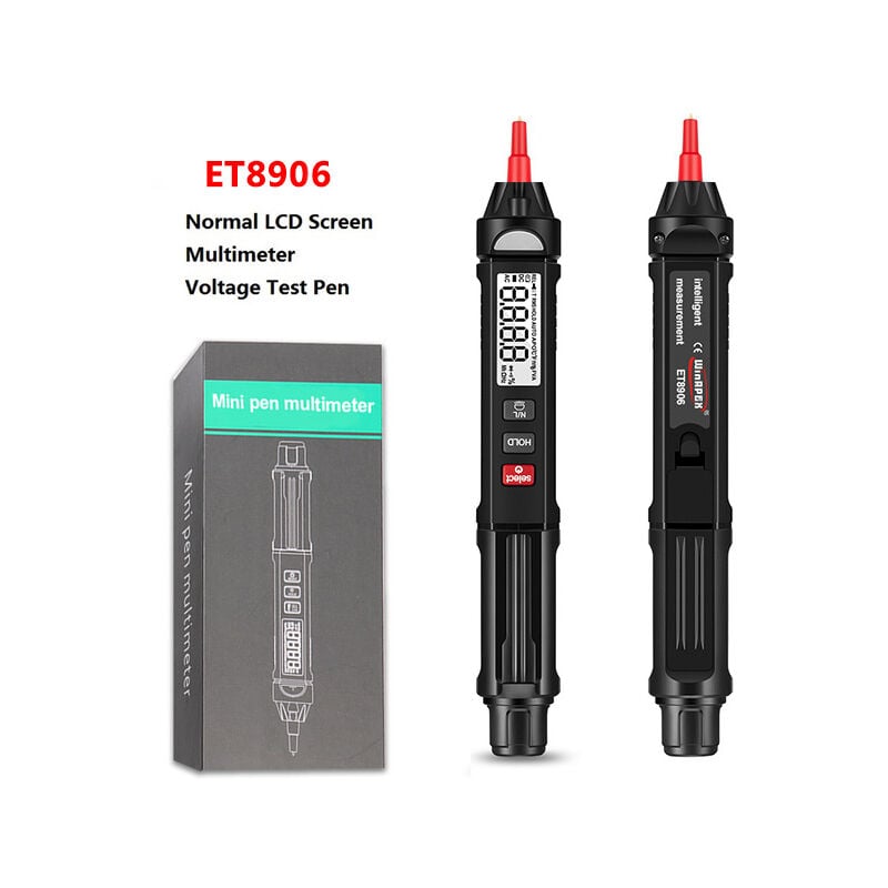 Tonchean - Multimètre de stylo de test électrique de type stylo 3-en-1, multimètre numérique à valeur efficace, stylo de test de tension, écran lcd