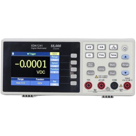 Multimètre de table portable avec écran LCD numérique et enregistrement des données, résolution de 55 000 points pour tension, courant et résistance - XDM1241