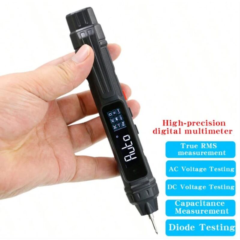 Multimètre de type stylo, identification automatique, détection de tension NCV, lampe de poche intégrée, testeur de diodes de continuité de fréquence