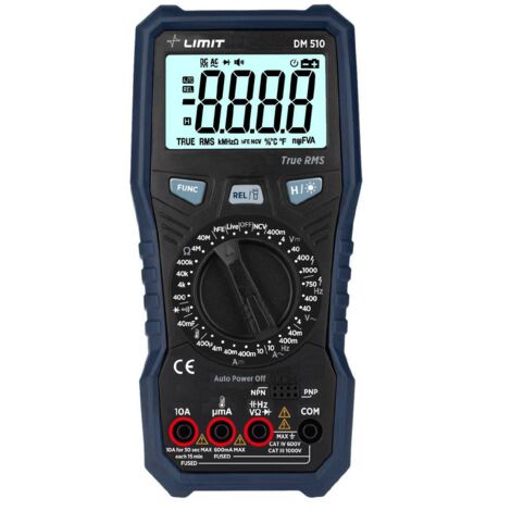 Multimètre digital CAT III 1000 V / CAT IV 600 V mesure courant AC/DC tension DC/AC résistance capacité fréquence température NCV Limit LIMIT DM510