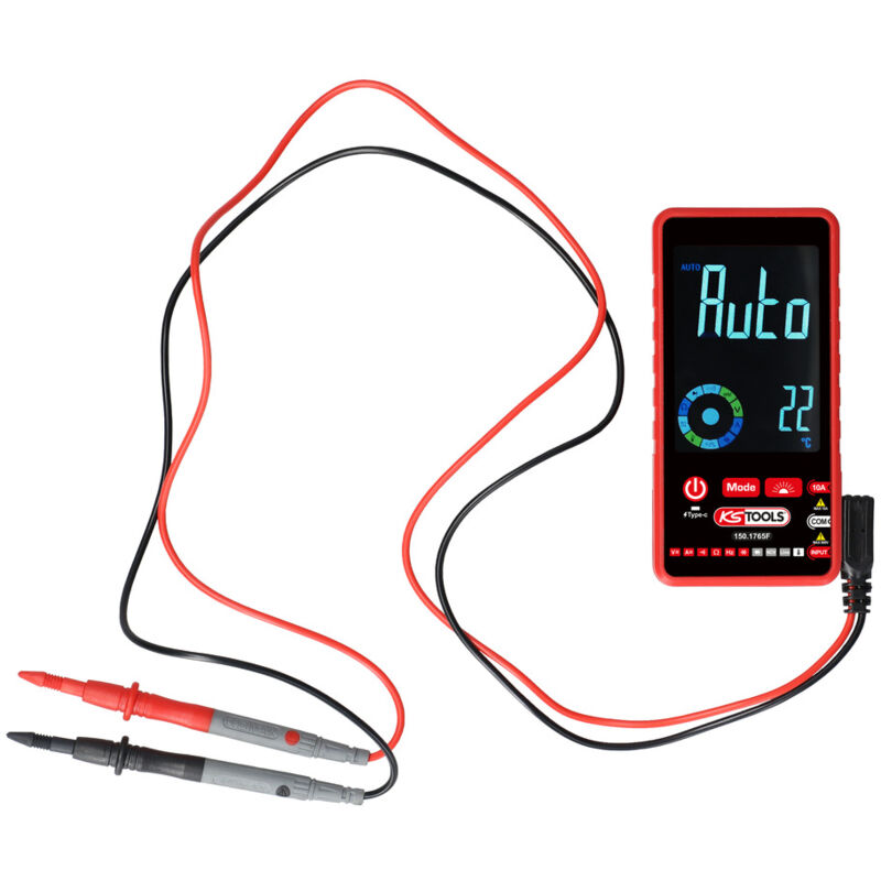 Ks Tools - Multimètre digital - Testeur électrique true rms - Tension du courant alternatif et continu - Résistance - Fréquence - Testeur de diodes