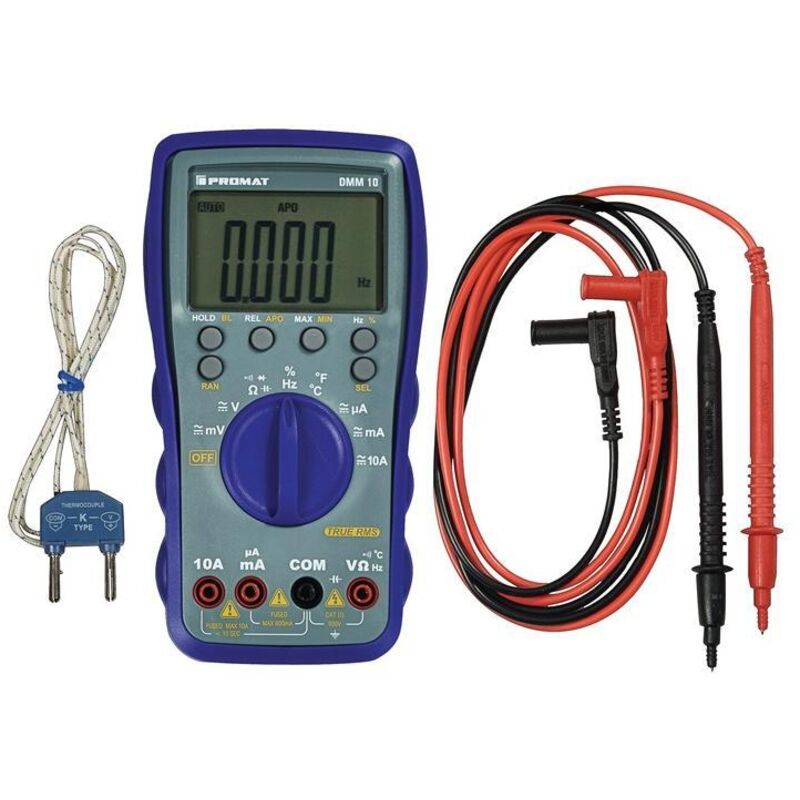 Promat - Multimètre dmm 10 0-600 v ac/dc true rms température