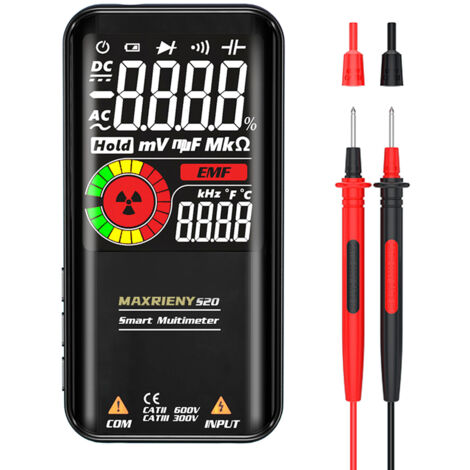 Multimètre intelligent MAXRIENY S20 avec écran LCD de 3,5 pouces, 9999 points, courant continu TRMS, tension alternative, résistance