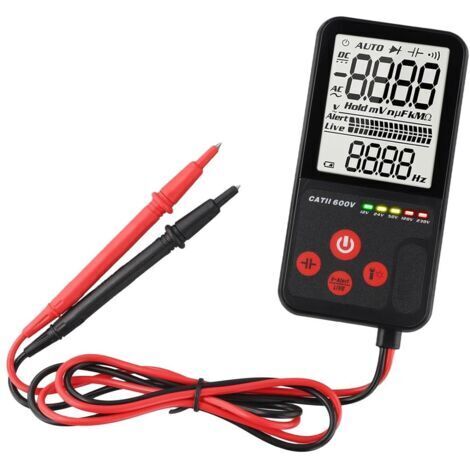 Multimètre intelligent pour testeur électrique numérique avec tension RMS AC DC, capacité, fréquence, détection CNV, design portable pour électriciens et projets de bricolage, 9999 comptes, noir