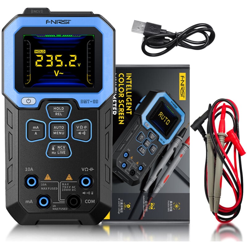 Lifcausal - Multimètre numérique 10 000 points Écran tft 2,4 pouces Multimètre portable Testeur de fréquence de résistance de tension True rms
