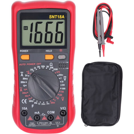 Multimètre Numérique 1000V DC 750V AC avec Affichage Digital et Analyse de Courant Tension