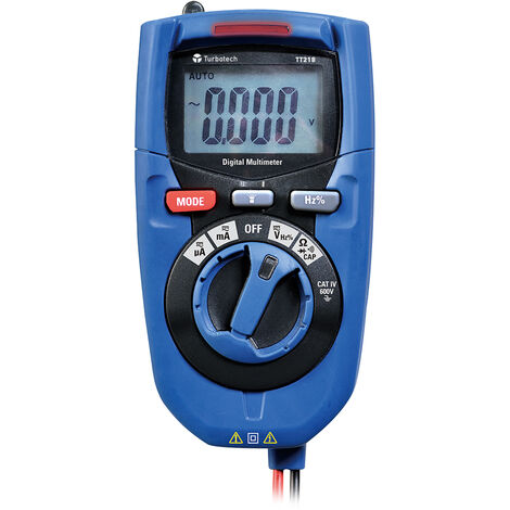 Multimètre numérique 600V AC/DC – Afficheur LCD 4000 points – Résistance 40MΩ – Courant 200mA – Catégorie IV – TT218 – Turbotronic