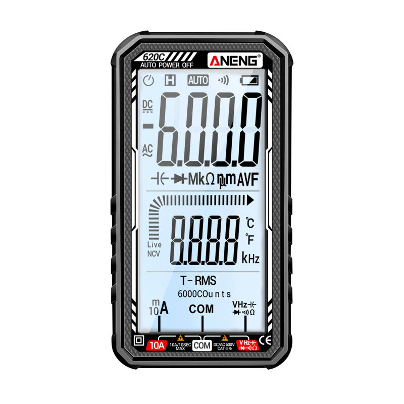Multimètre numérique 620C 6000 comptes Testeurs de transistors True RMS Auto Capacité électrique Ampèremètre Voltmètre AC/DC