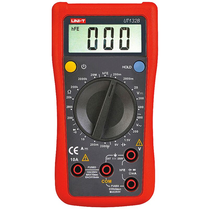 Multimètre numérique à main - Mesure de la tension continue et alternative jusqu'à 600V - Mesure du courant continu jusqu'à 10A - Mesure de la