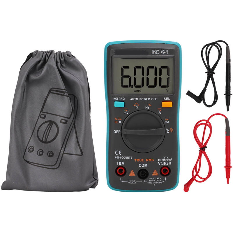 Sunxury - Multimètre numérique à plage automatique 102 6000, testeur de courant de tension Portable pour les tests électriques