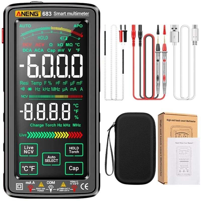 Multimètre Numérique à Plage Automatique TRMS 6000 Comptes, Multimètre Digital, Ampèremètre, Ohmmètre, Voltmetre, Mesure de Courant Tension