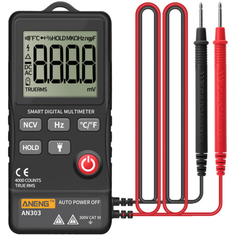 Multimètre numérique AN303, écran LCD 4000 points, plage automatique, test tension
