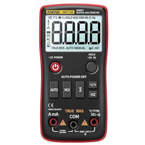 Multimètre numérique automatique True RMS avec testeur de température 4000 comptes AC/DC