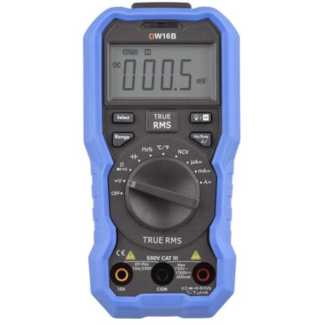 Multimètre numérique Bluetooth OWON OW16B 5 999 points, True RMS, testeur à plage automatique avec rétroéclairage, NCV, température, tension, courant, capacité, résistance, fréquence, diode et continu