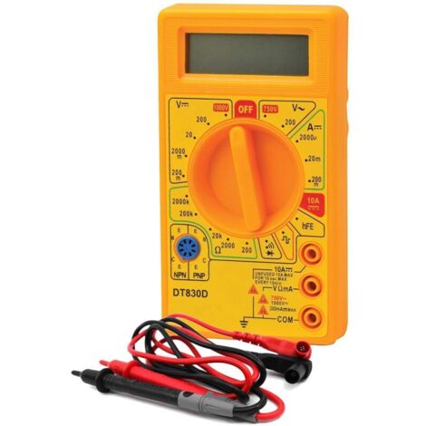 Multimètre numérique DT830D, mini multimètre jaune, multimètre d'électricien, marche/arrêt CA/CC
