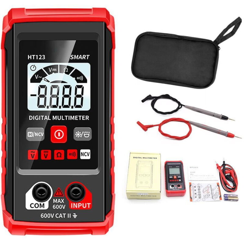 Feiyue - Multimètre numérique HT123 Testeur de compteur intelligent Cordons de compteur Volt Ohm