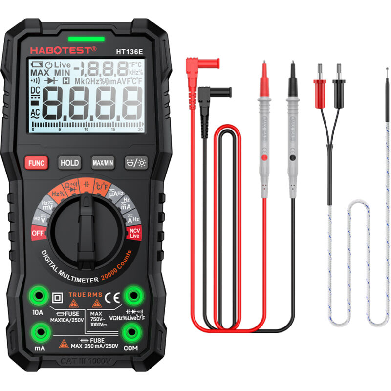 Gistuch - Multimètre numérique HT136E 20000 pts avec température