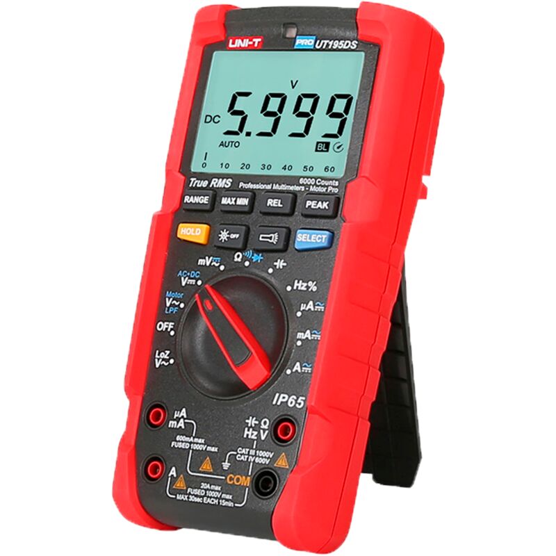 Multimètre numérique industriel True rms - IP65 et résistant aux chutes de 2 m - Mesure de la tension continue et alternative jusqu'à 1000V - Mesure