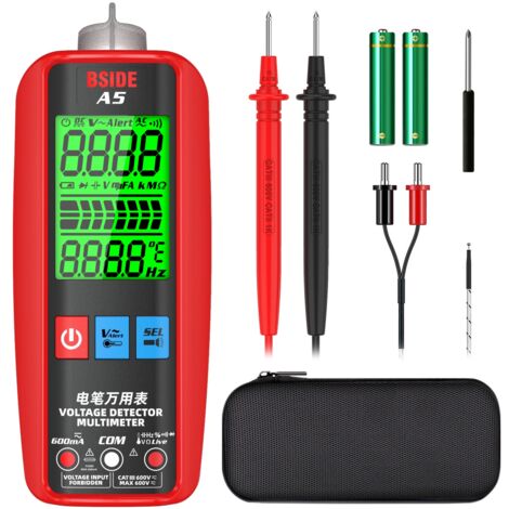 Multimètre numérique intelligent Grand écran 3 résultats Ammètre automatique Testeur de tension/Courant CA CC Mesureur multifonctions Cap Ohm Hz Diode Température Fil sous tension NCV VFC