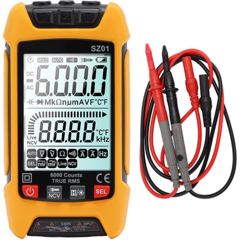 Multimètre Numérique Intelligent Grand Écran Haute Précision Testeur Sécurité Incendie Orange