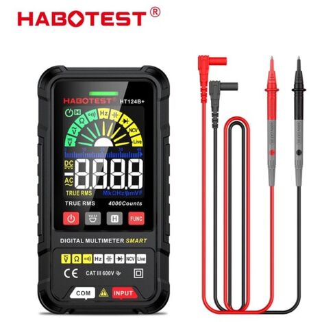 Multimètre numérique intelligent HABOTEST HT124B+, mesure RMS vraie, test de capacité en tension/fréquence CA 6000 V