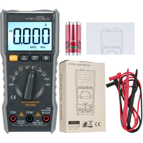 Multimètre numérique intelligent KM-DM01A auto-range 6000 counts NCV avec détection fil neutre/live et backlight