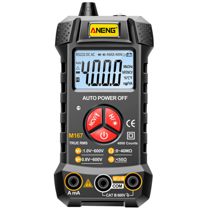 Multimètre numérique intelligent M167, reconnaissance automatique 4000 comptes, mesure tension courant AC DC, résistance, écran LCD rétroéclairé
