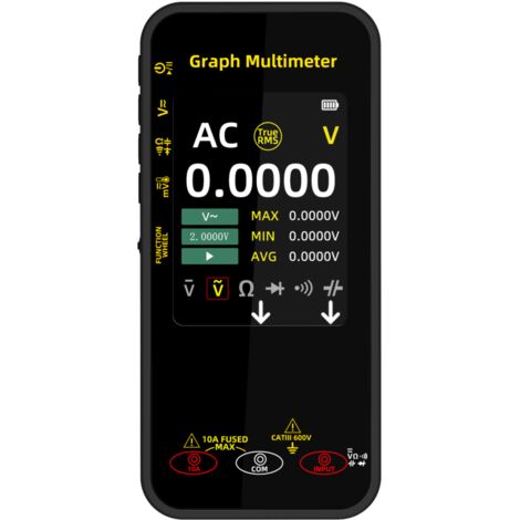 Multimètre numérique intelligent, multimètre graphique 20000 compte, enregistreur de forme d'onde de tension 1000V/10A, écran inversible 360°