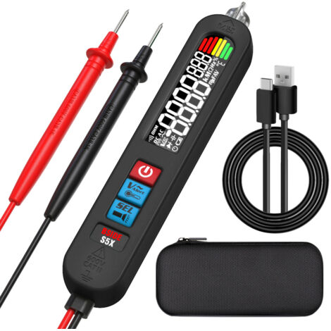 Multimètre numérique intelligent rechargeable avec écran couleur, testeur électrique à stylo, mesure de tension, capacité, diode et ohm