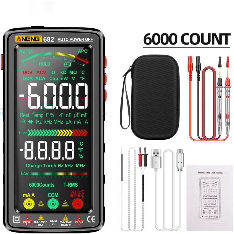 Bleosan - Multimètre Numérique Intelligent Rechargeable Voltmètre Ampèremètre Automatique Multimètre Professionnel Mesure Tension Courant Capacité