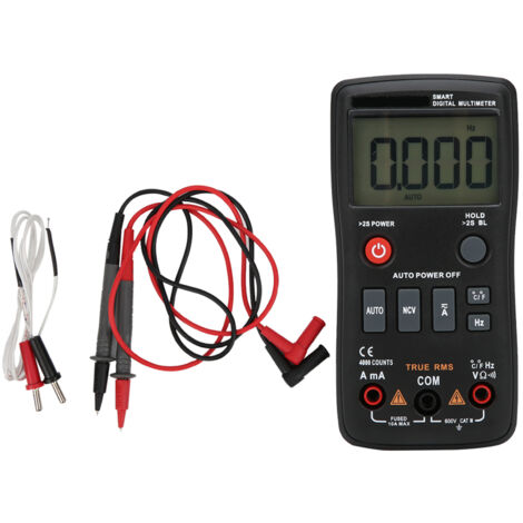 Multimètre numérique intelligent ZTA2 T-RMS AC/DC V/A/Ω avec thermocouple, test non-contact, affichage LCD large - Multimètre haute précision 4000 points