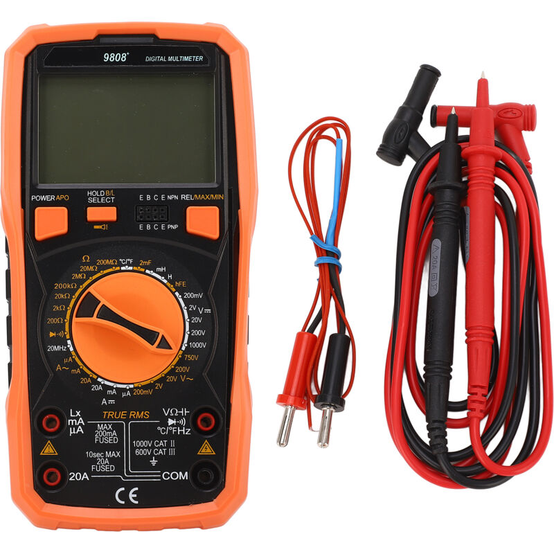 Multimètre numérique LCD 9808 + 2000uF 20MHz, compteur d'inductance de résistance de tension de courant AC DC