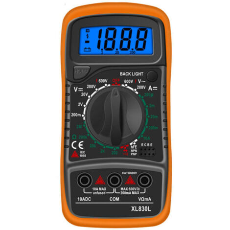 Multimètre Numérique LCD, Haute Qualité Voltmètre Ampèremètre Ohmmètre, Portable Digital Testeur Electrique Mesure Tension Courant Continuité Résistance AC DC Circuit Diodes Transistors