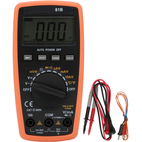 Multimètre Numérique LCD Mesure Tension Courant Résistance Température AC/DC Auto Range