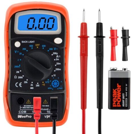 Multimètre Numérique LCD Rechargeable Mesure AC DC NCV Résistance Continuité Température