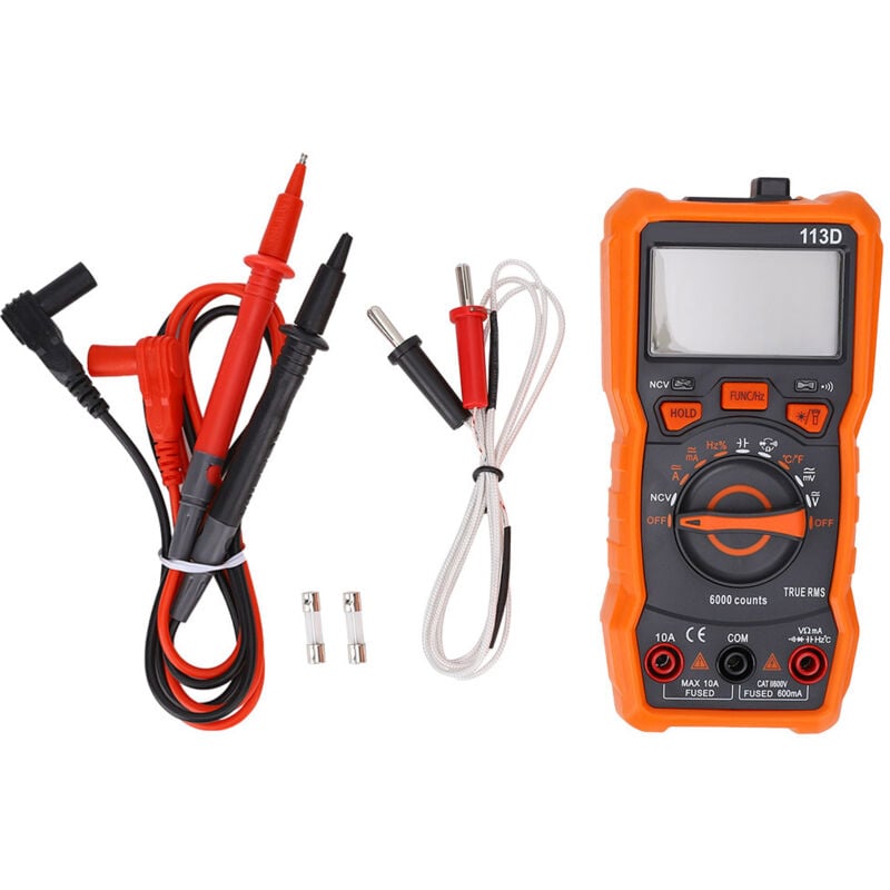 Sunxury - Multimètre numérique multifonctionnel à écran portable RM113D, détecteur de tension ac dc, courant 6000 points