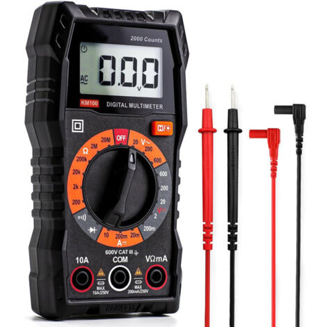 Multimètre Numérique , Multimètre Digital, Voltmètre Multifonctions 2000 Comptes, Testeur Électrique, Ohmmètre, Mesure La Tension CA/CC, Courant CC, Résistance, Continuité, Diode