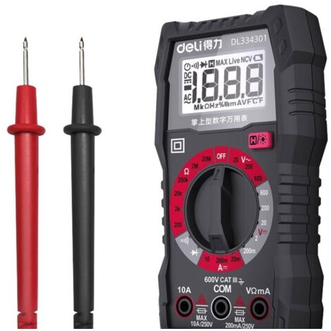 Multimètre numérique, multimètre numérique, multivoltmètre de comptage 1999, testeur électrique, ohmmètre, mesure de tension AC/DC, courant continu, résistance, continuité, diode 1pc