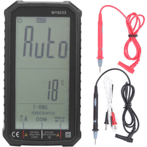 Multimètre Numérique MY8233 Écran Complet avec Rétroéclairage Bicolore Testeur Courant Tension AC/DC