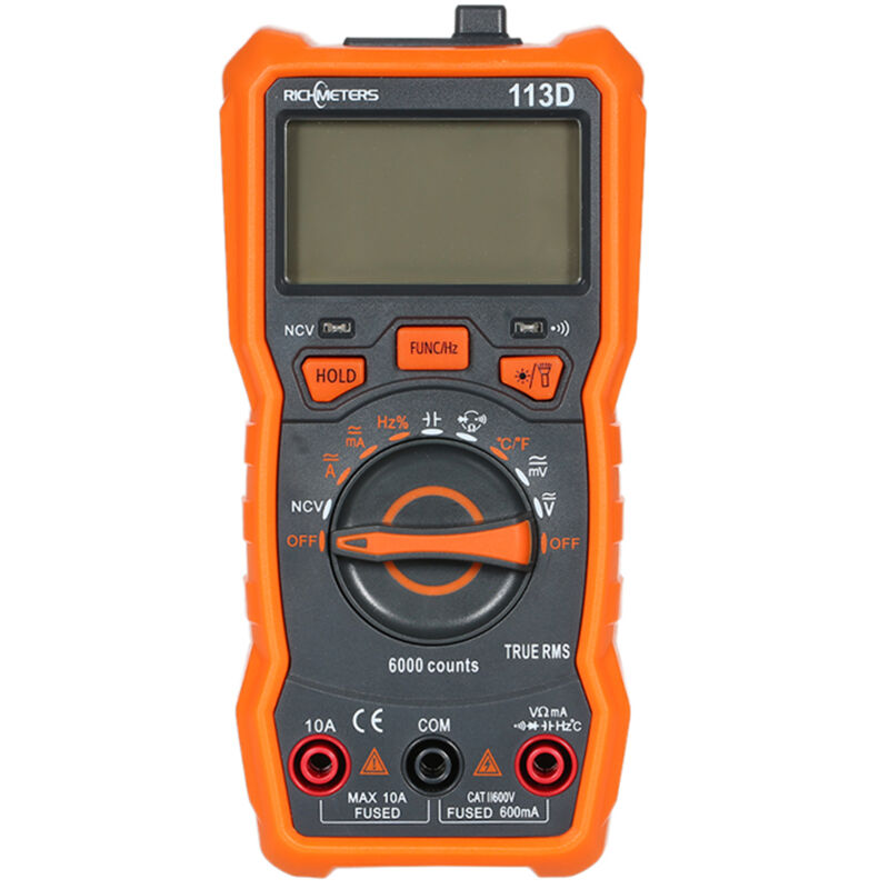 Lifcausal - Multimètre numérique ncv RM113D 6000 points Plage automatique Tension ac/dc Mesure de la température Flash Rétroéclairage Grand écran